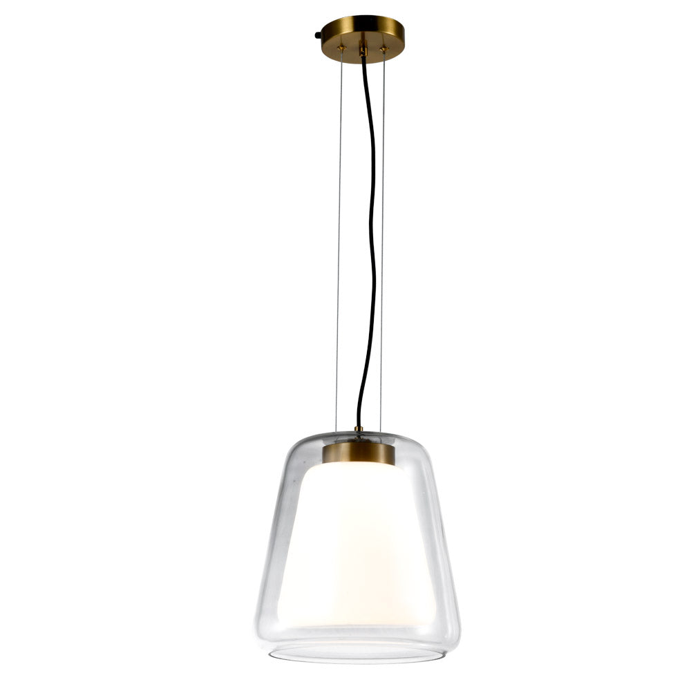 PENDENTE ALMA TRANSPARENTE E DOURADO D28CM 9,2W 3000K