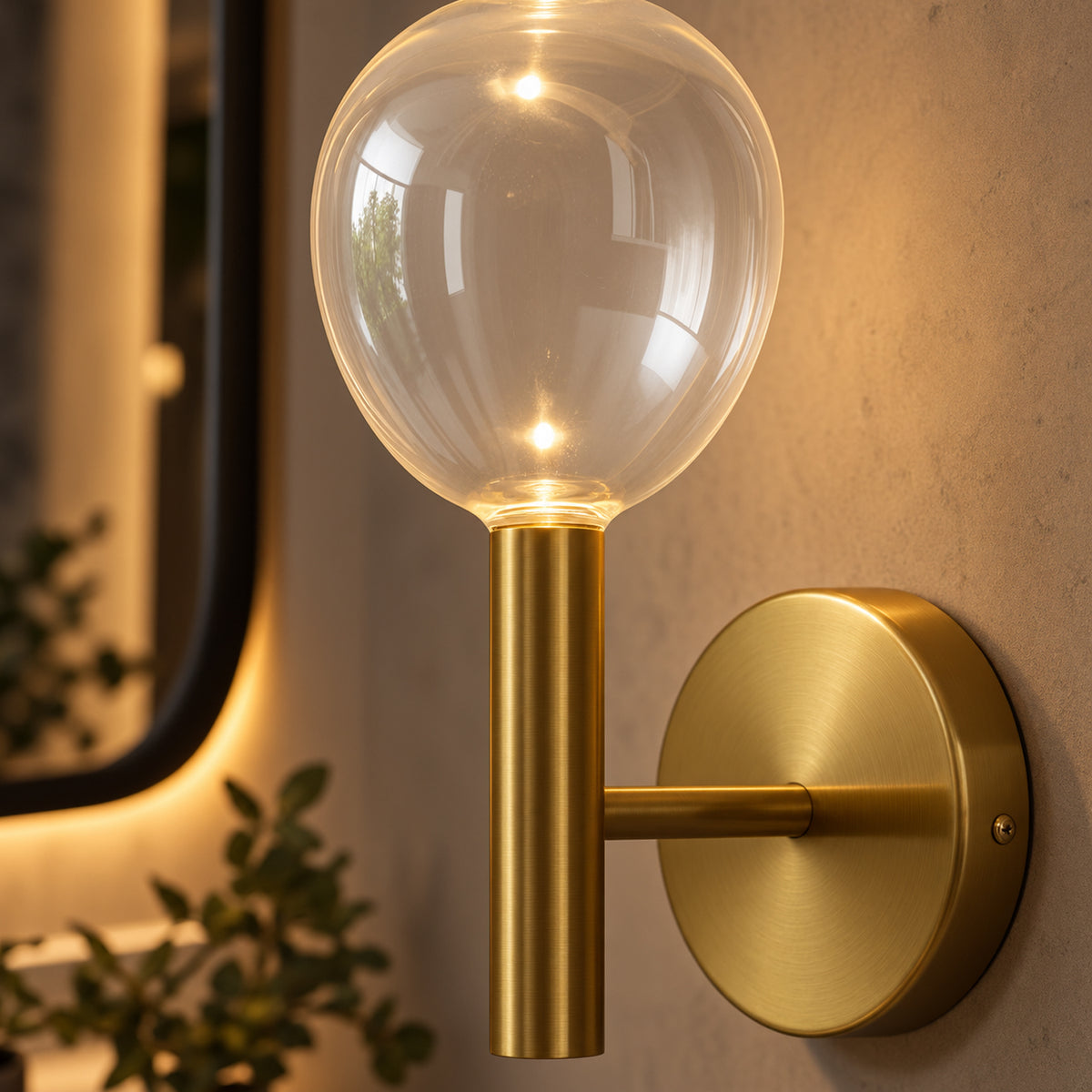 Arandela Gum Dourado e Transparente 2W 3000K