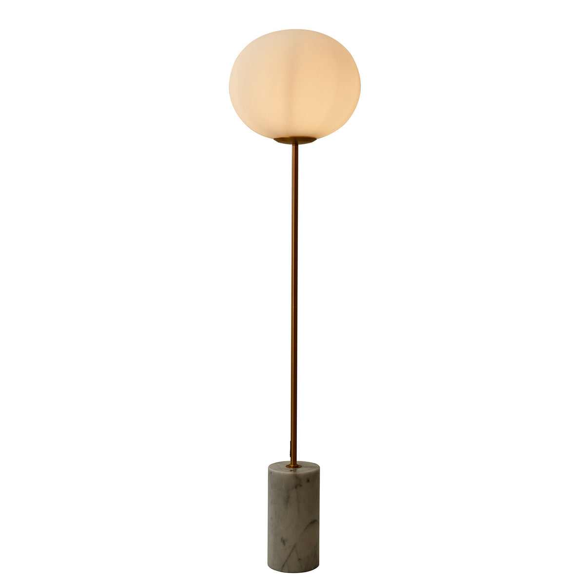 Luminária de Piso Coluna Pinna Opalino e Dourado 1xE27