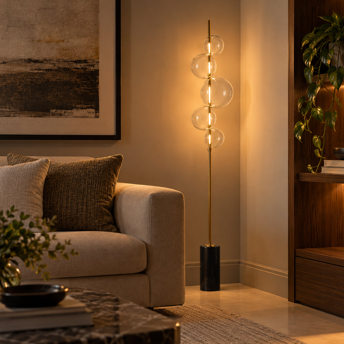 Luminária de Piso Coluna Zeep Transparente e Dourado 8W 2700K