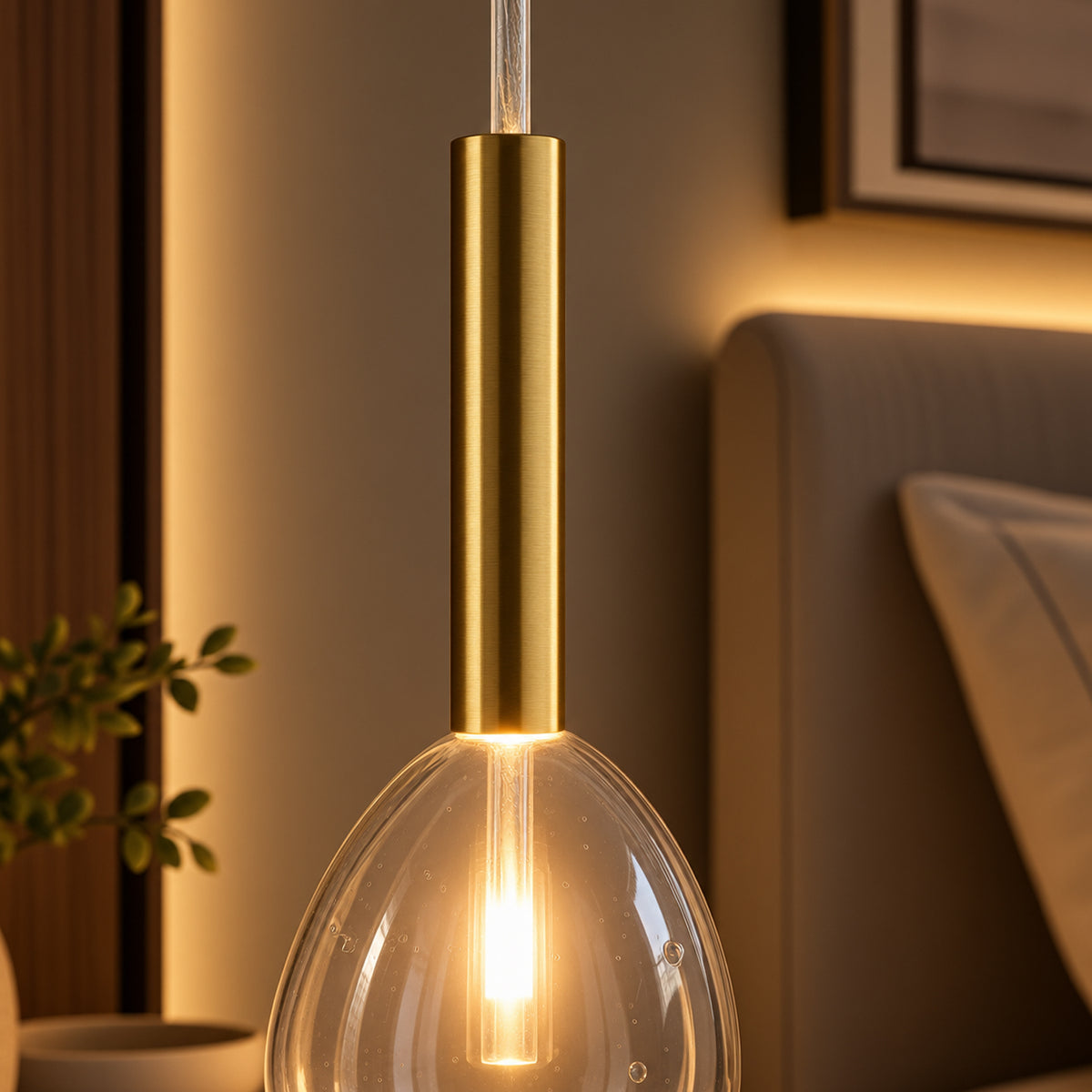 Pendente Gum Dourado e Transparente 2W 3000K