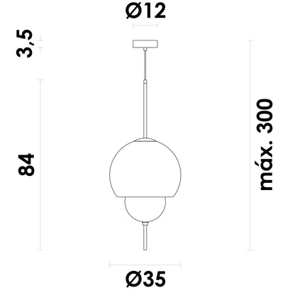 Pendente Perla Âmbar e Dourado 5W 2700K