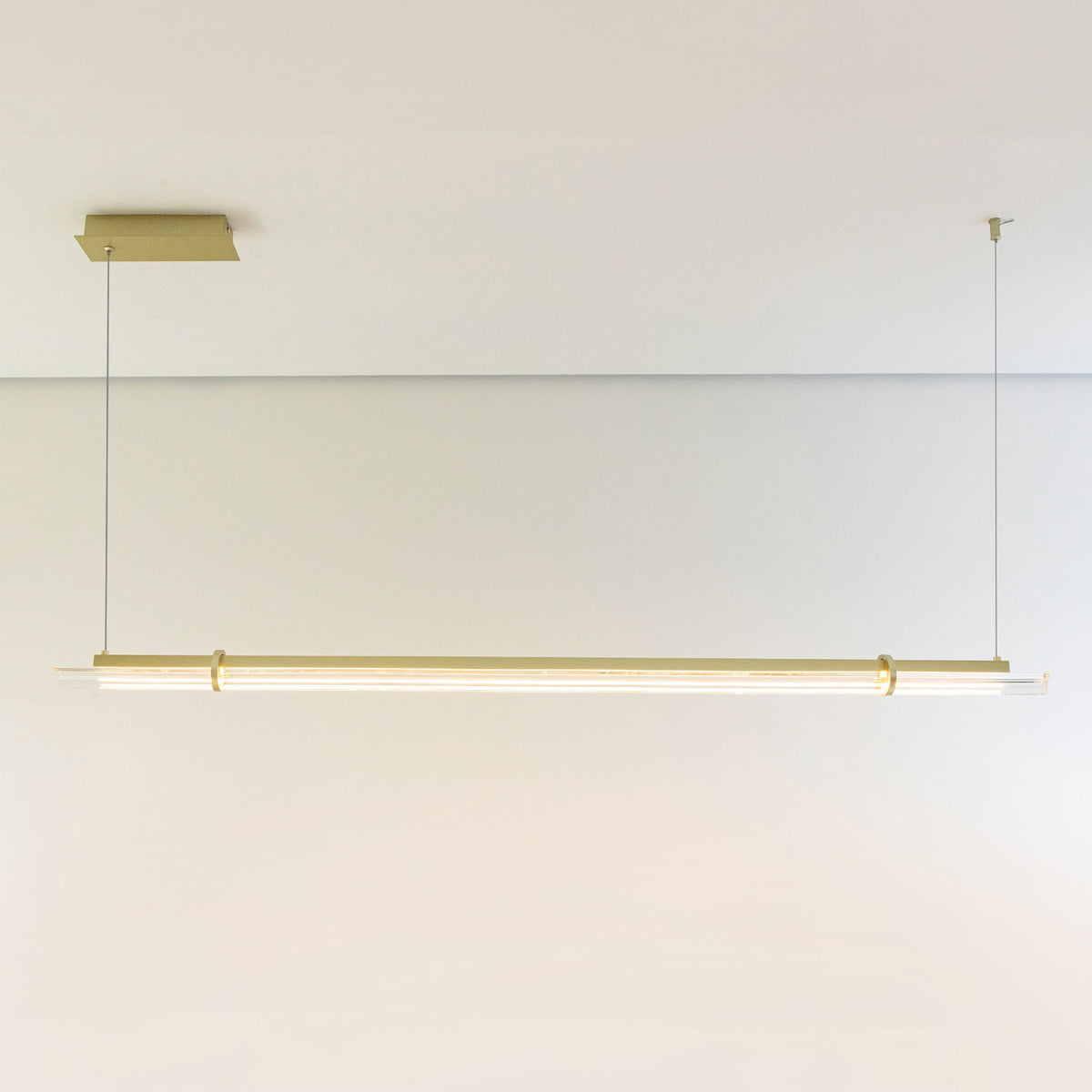 Pendente Prisma Dourado e Transparente 18W 3000K