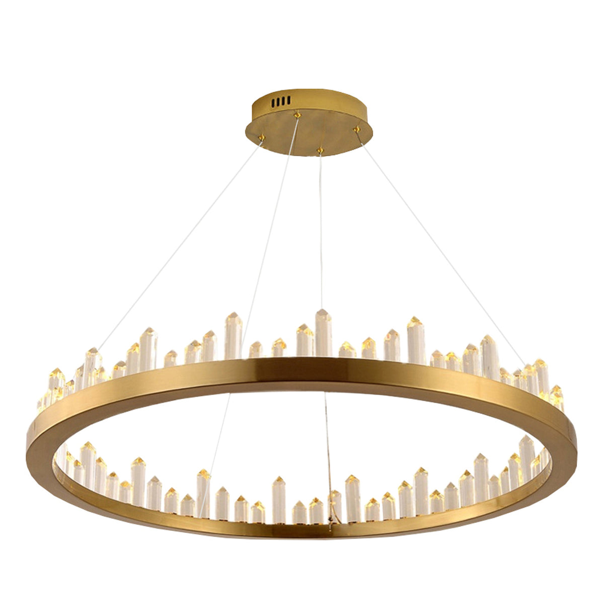 Pendente Roca Dourado e Cristais 36W 3000K