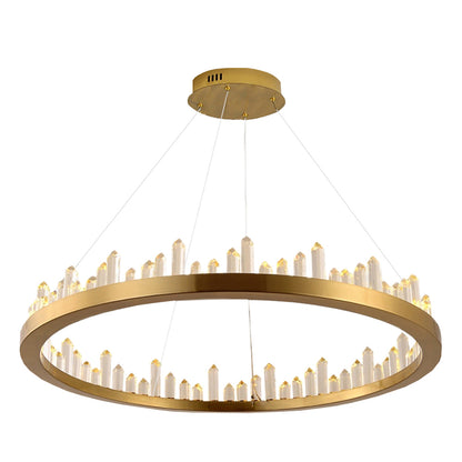 Pendente Roca Dourado e Cristais 36W 3000K