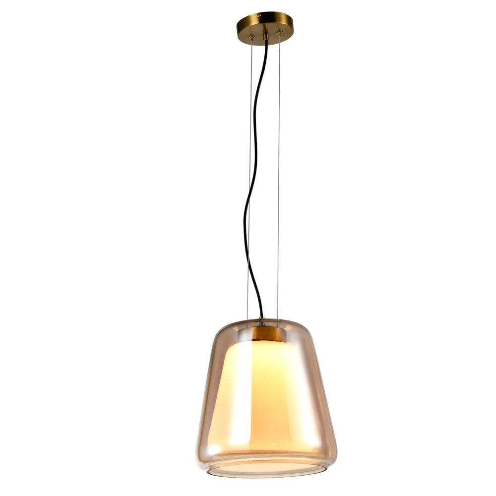 PENDENTE ALMA CONHAQUE E DOURADO D28CM 9,2W 3000K