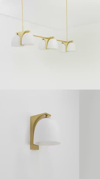 Pendente Aalto Dourado e Opalino 6xE14