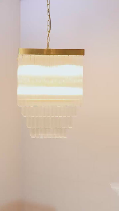 Pendente Olimpo Transparente e Latão 8xE14